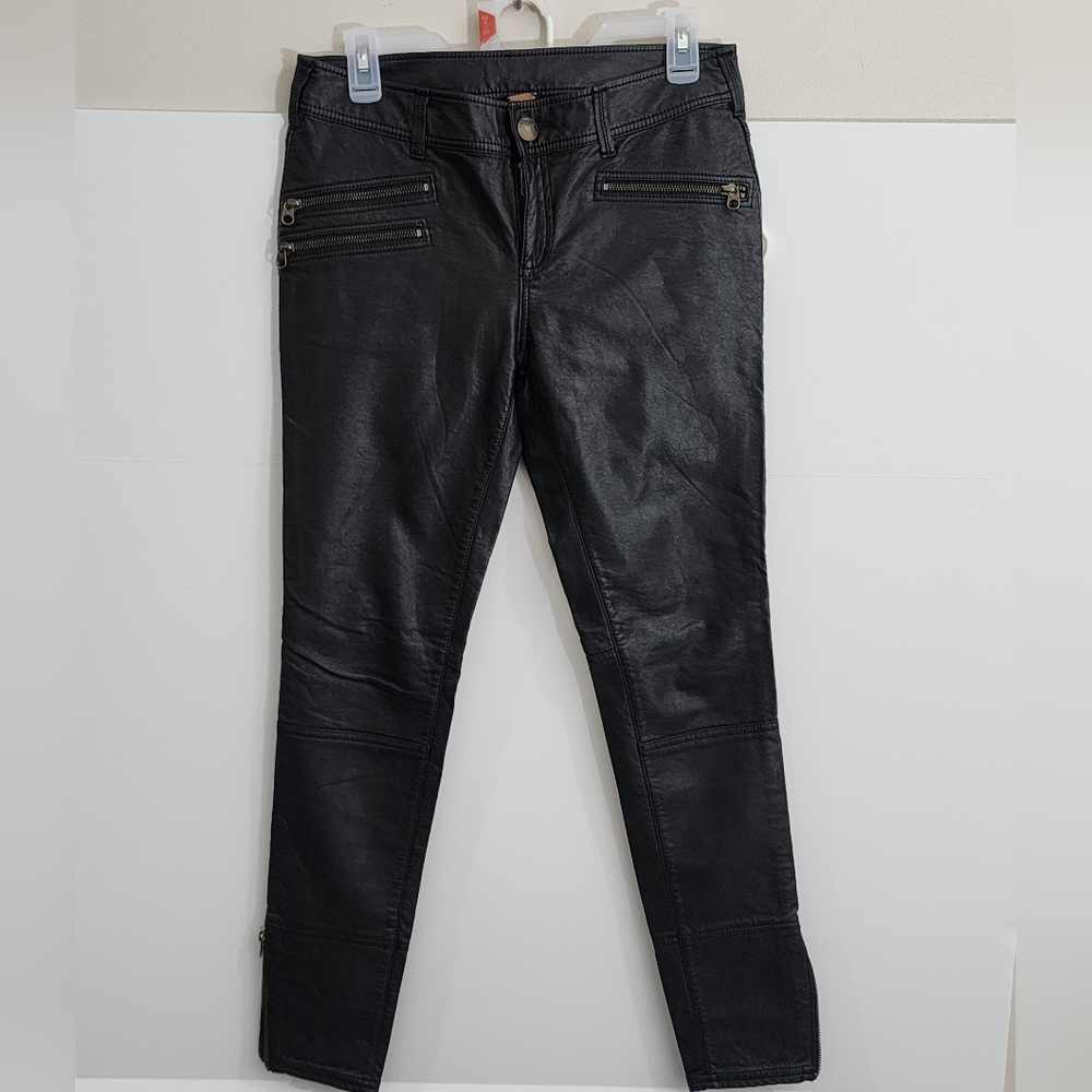 Free People Black Faux Vegan Leather Pants size
